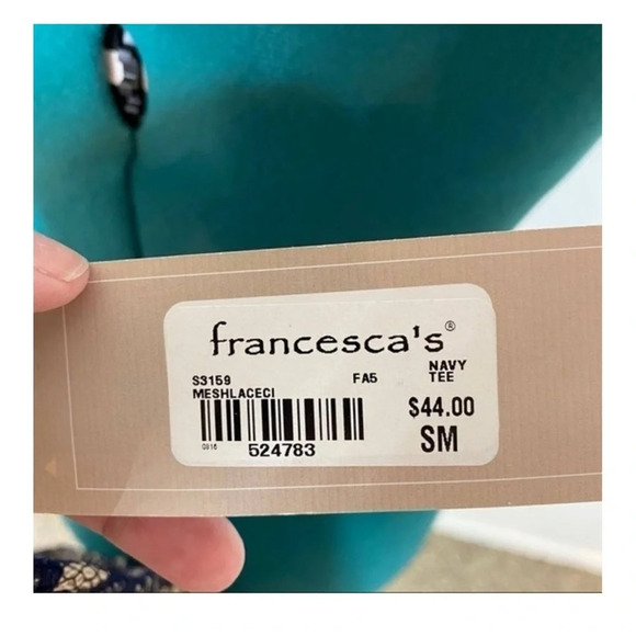 Francesca's Slip Skirt Beige Slip Navy Blue Lace Overlay A Line - Picture 5 of 5